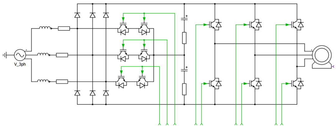 图7 采用三电平Vienna主动式APFC的热泵电路框图