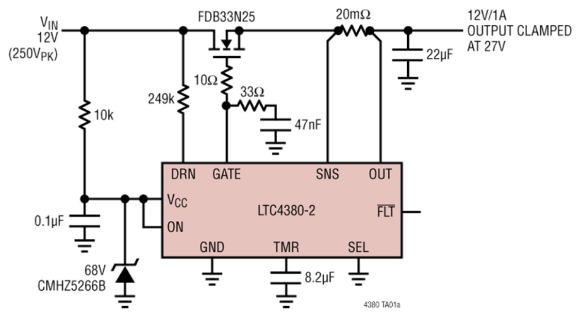 图3 LTC4380 热插拔控制器芯片
