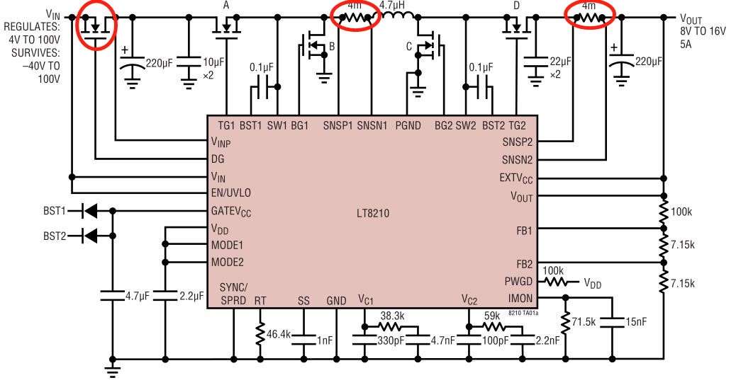 图6 LT8210 电路中的安全防护设计 