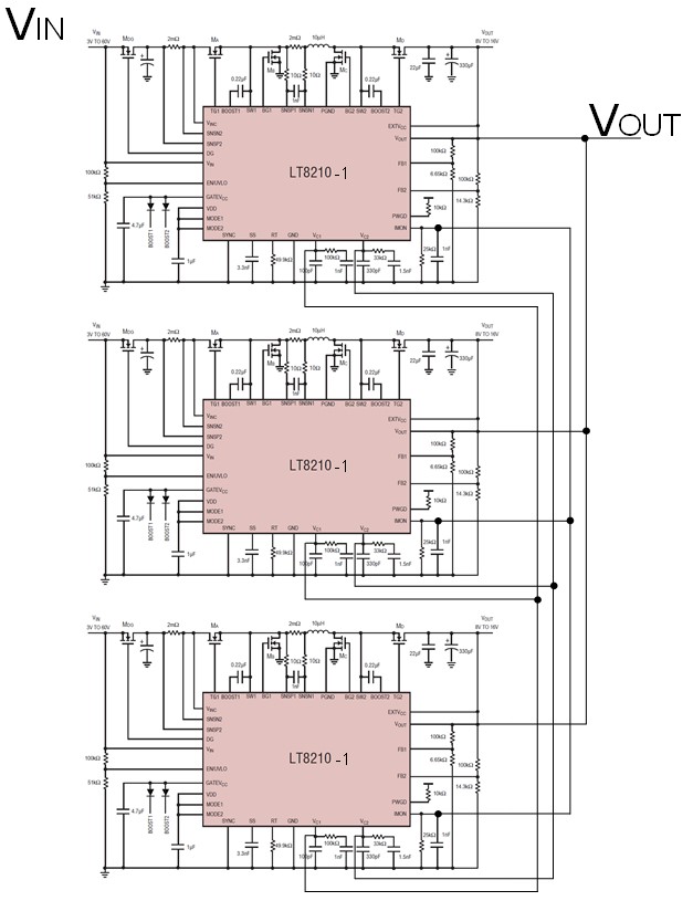 图7 可多路并联的 LT8210-1方案