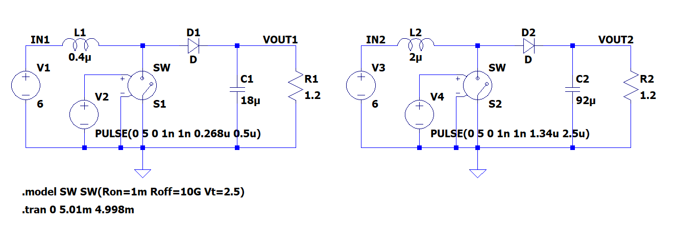 图6 开关频率为 2MHz 和 4MHz 的升压稳压器电路