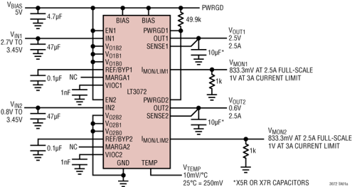 图2 LT3072 典型应用图
