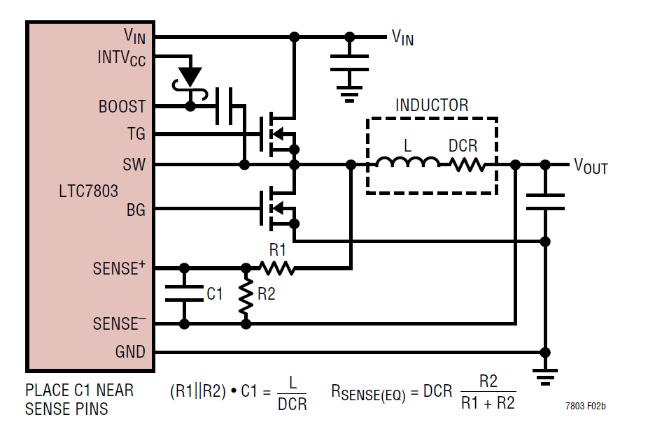 "图2、基于LTC7803方案的电感DCR电流采样"