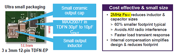 图3 ADI (Maxim) 电源 IC 显著缩小电源电路尺寸