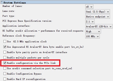 图2 PCIe IP中CvP功能的使能