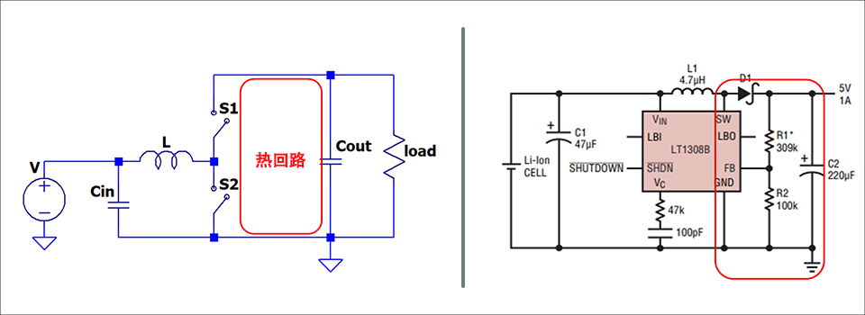 图3 升压型 DC/DC 转换器的热回路