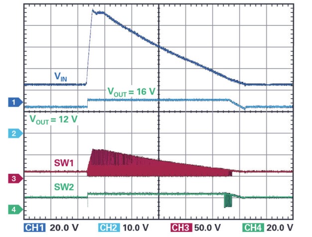图4 输入电压激增时的电路表现