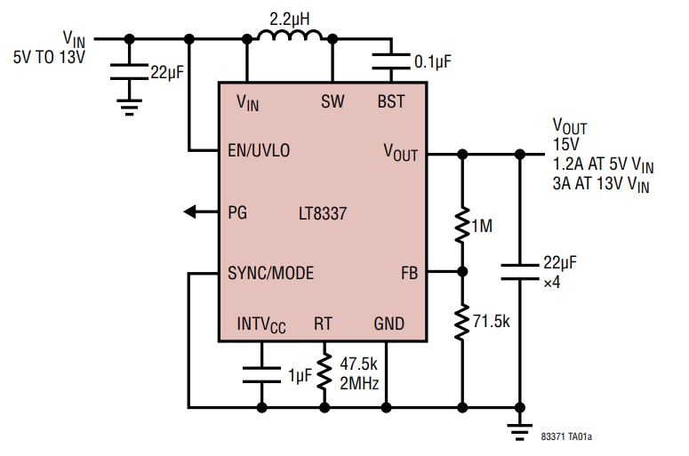 图9 LT8337典型应用电路
