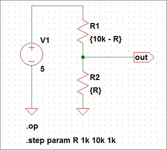 图3 使用可变电阻的分压器电路